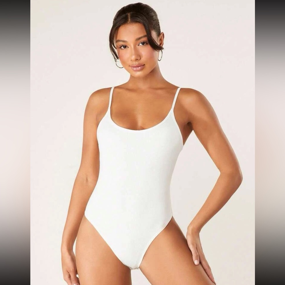 Ribbed Spaghetti Strap Bodysuit